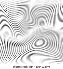Abstract Black Diagonal Striped Background . Vector curved slanting, oblique lines texture