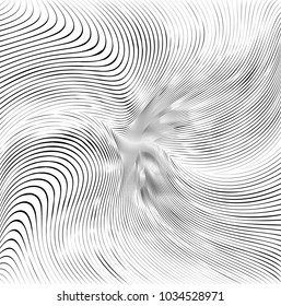 Abstract Black Diagonal Striped Background . Vector curved slanting, oblique lines texture