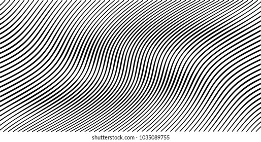 Abstract Black Diagonal Striped Background . Vector curved slanting, oblique lines texture