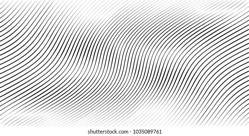 Abstract Black Diagonal Striped Background . Vector curved slanting, oblique lines texture