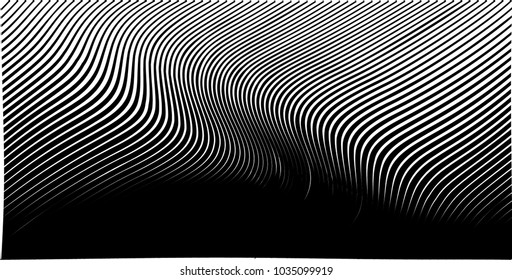 Abstract Black Diagonal Striped Background . Vector curved slanting, oblique lines texture
