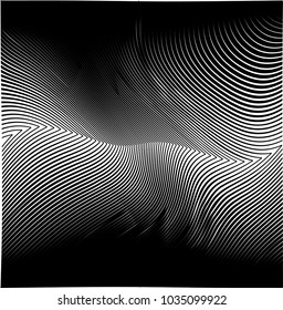 Abstract Black Diagonal Striped Background . Vector curved slanting, oblique lines texture

