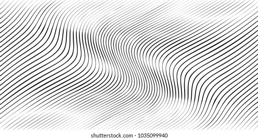 Abstract Black Diagonal Striped Background . Vector curved slanting, oblique lines texture
