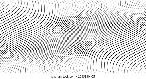 Abstract Black Diagonal Striped Background . Vector curved slanting, oblique lines texture