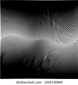 Abstract Black Diagonal Striped Background . Vector curved slanting, oblique lines texture