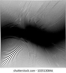 Abstract Black Diagonal Striped Background . Vector curved slanting, oblique lines texture