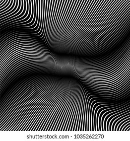 Abstract Black Diagonal Striped Background . Vector curved slanting, oblique lines texture