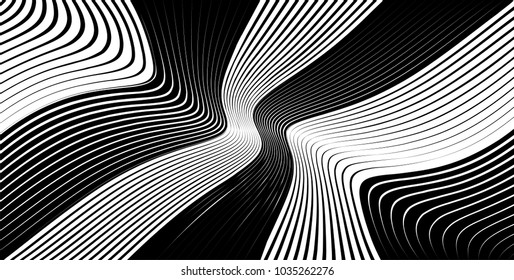 Abstract Black Diagonal Striped Background . Vector curved slanting, oblique lines texture