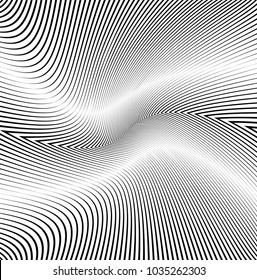 Abstract Black Diagonal Striped Background . Vector curved slanting, oblique lines texture