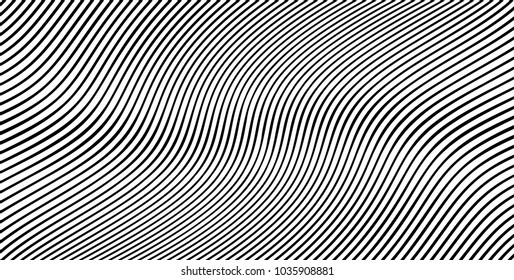 Abstract Black Diagonal Striped Background . Vector curved slanting, oblique lines texture