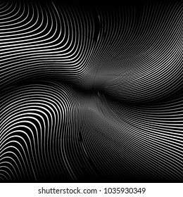 Abstract Black Diagonal Striped Background . Vector curved slanting, oblique lines texture