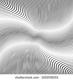 Abstract Black Diagonal Striped Background . Vector curved slanting, oblique lines texture
