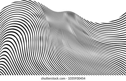 Abstract Black Diagonal Striped Background . Vector curved slanting, oblique lines texture