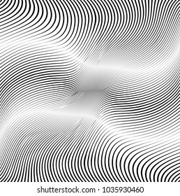 Abstract Black Diagonal Striped Background . Vector curved slanting, oblique lines texture