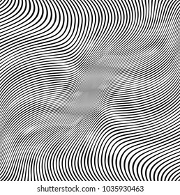 Abstract Black Diagonal Striped Background . Vector curved slanting, oblique lines texture