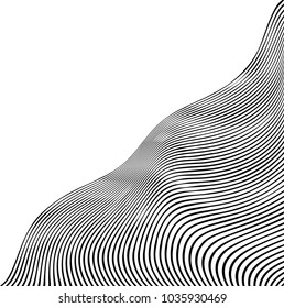 Abstract Black Diagonal Striped Background . Vector curved slanting, oblique lines texture
