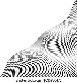 Abstract Black Diagonal Striped Background . Vector curved slanting, oblique lines texture