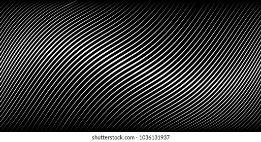 Abstract Black Diagonal Striped Background . Vector curved slanting, oblique lines texture