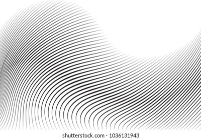 Abstract Black Diagonal Striped Background . Vector curved slanting, oblique lines texture