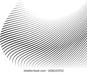 Abstract Black Diagonal Striped Background . Vector curved slanting, oblique lines texture