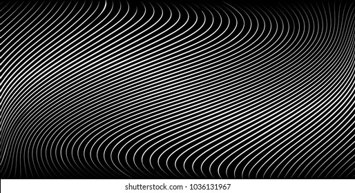 Abstract Black Diagonal Striped Background . Vector curved slanting, oblique lines texture
