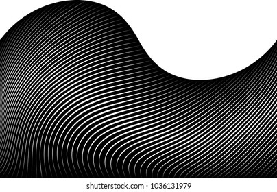 Abstract Black Diagonal Striped Background . Vector curved slanting, oblique lines texture