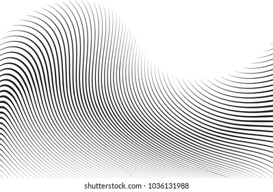 Abstract Black Diagonal Striped Background . Vector curved slanting, oblique lines texture