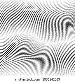 Abstract Black Diagonal Striped Background . Vector curved slanting, oblique lines texture