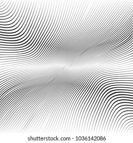 Abstract Black Diagonal Striped Background . Vector curved slanting, oblique lines texture