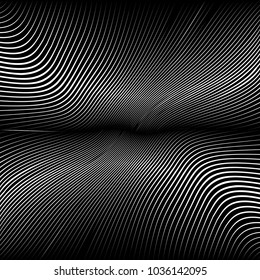 Abstract Black Diagonal Striped Background . Vector curved slanting, oblique lines texture
