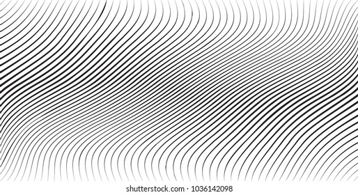 Abstract Black Diagonal Striped Background . Vector curved slanting, oblique lines texture
