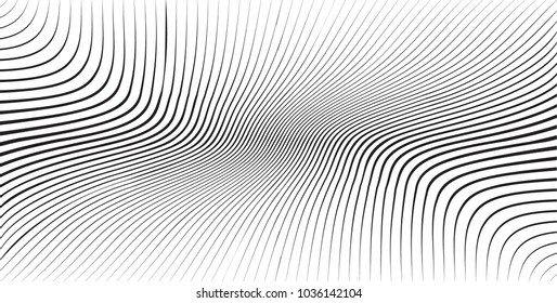 Abstract Black Diagonal Striped Background . Vector curved slanting, oblique lines texture
