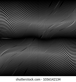 Abstract Black Diagonal Striped Background . Vector curved slanting, oblique lines texture