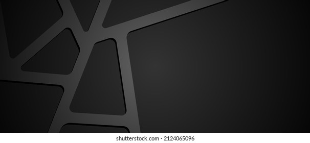 Resumen de rayas diagonales negras sobre fondo de gradiente oscuro. Fondo moderno con líneas y sombras. EPS de fondo de vectores 10