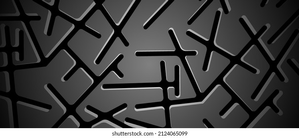 Abstract black diagonal stripes on dark gradient background. Modern background with lines and shadows. Vector backdrop EPS 10