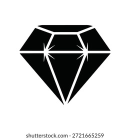 Ícone de diamante preto abstrato que representa valor, tesouro e brilho, perfeito para elementos de design, logotipos ou projetos de marca sofisticados