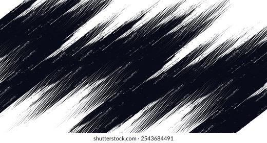 Abstract Black and black Dirty Grunge Background with Halftone Effect. Sports Background with Brush Stroke Illustration