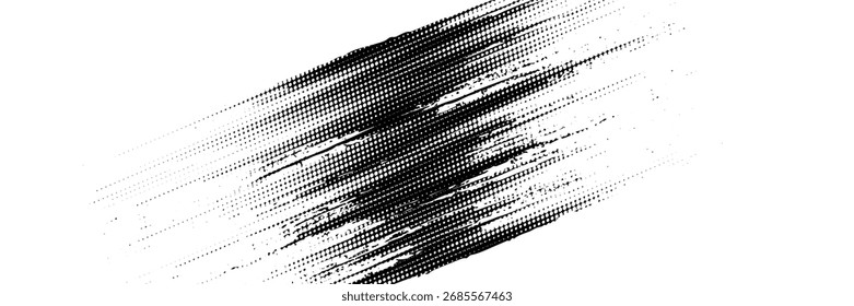 Abstractas fondo de grunge sucio negro y negro con efecto de semitono. Fondo deportivo con ilustración de pincelada	
