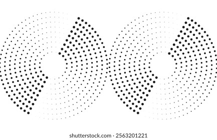 Abstract Black Dot Circular Pattern on a White Background. Ideal for design elements, backgrounds, and creative applications. vector