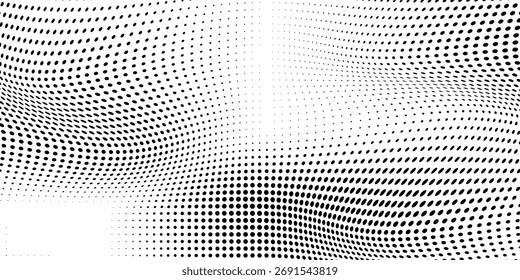 Abstract black dot halftone white background. Mesh effect presentation design. Comic trendy.