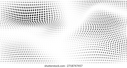 Abstrakter schwarzer Punkt auf weißem Hintergrund. Verzerrtes Punktflusskonzept. Einfaches Design. Vektorgrafik.