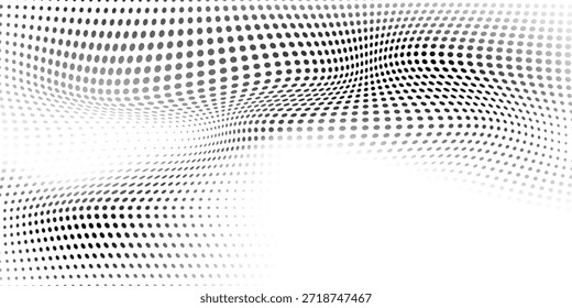 Abstrakter schwarzer Punkt auf weißem Hintergrund. Verzerrtes Punktflusskonzept. Einfaches Design.