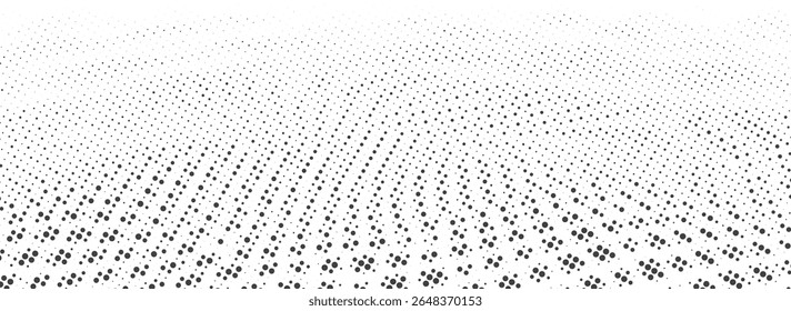 Pontos pretos abstratos formando um padrão de onda sobre um fundo branco