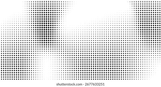 Abstractas fondo de efecto blanco de puntos negros. Patrón de puntos semitono. Diseño de polkadot circular. Ilustración vectorial.