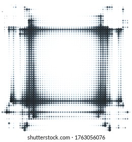 Abstract black dotted frame with halftone effect. Vector graphic illustration