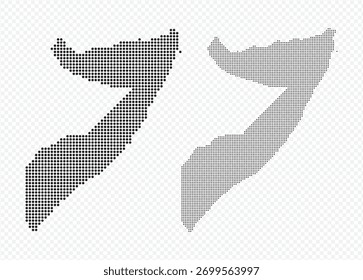 Abstract black dotted map set of Somalia country vector illustration on transparent background