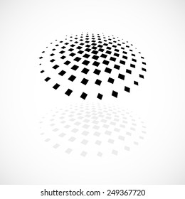 Abstract black dotted radial vector background