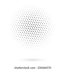 Abstract black dotted sphere on white background
