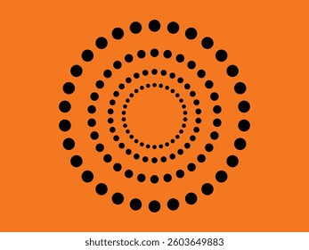 abstract black dotted symmetrical vector design on orange background 
