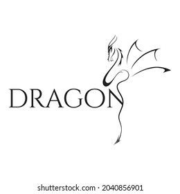 abstract black dragon,  vector artwork